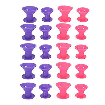 20pcs Rodillo de pelo Doméstico Herramienta de peinado portátil de silicona rizador de pelo para mujeres niñas púrpura rosa