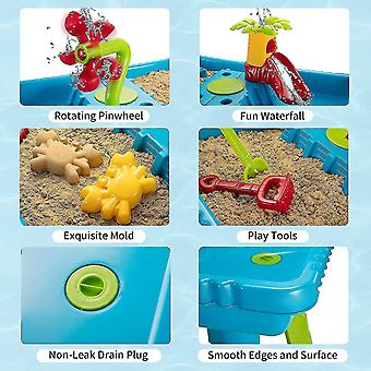 Doloowee Table De Jeu Aquatique 3 Niveaux – Bac à Sable Et Eau Avec Accessoires – Jouet Extérieur Pour Enfants 3-8 Ans