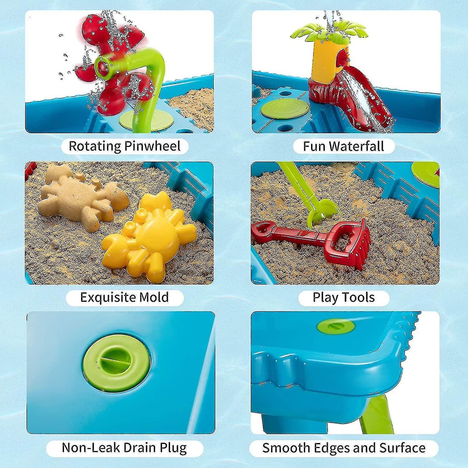 Table à Eau Enfant 32 Pièces – Roue à Eau, Engrenage – Jeux Sable Et Plage – 1-8 Ans – Couleurs Vives