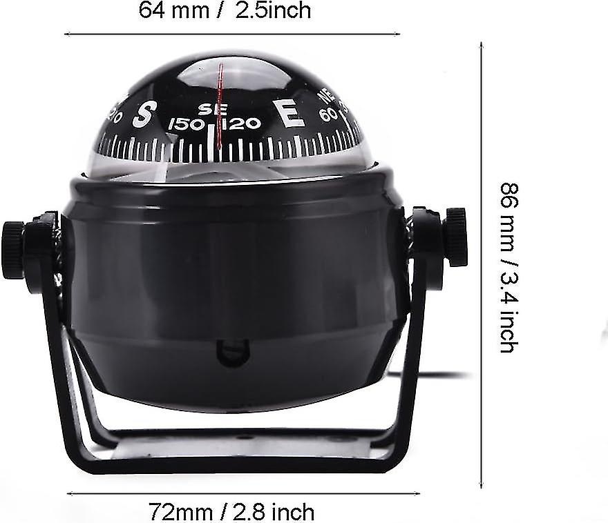 thumbnail image 2 of Car Compass Portable Automotive Compass Ball Dashboard Compass For Auto Boat Truck 2 of 10