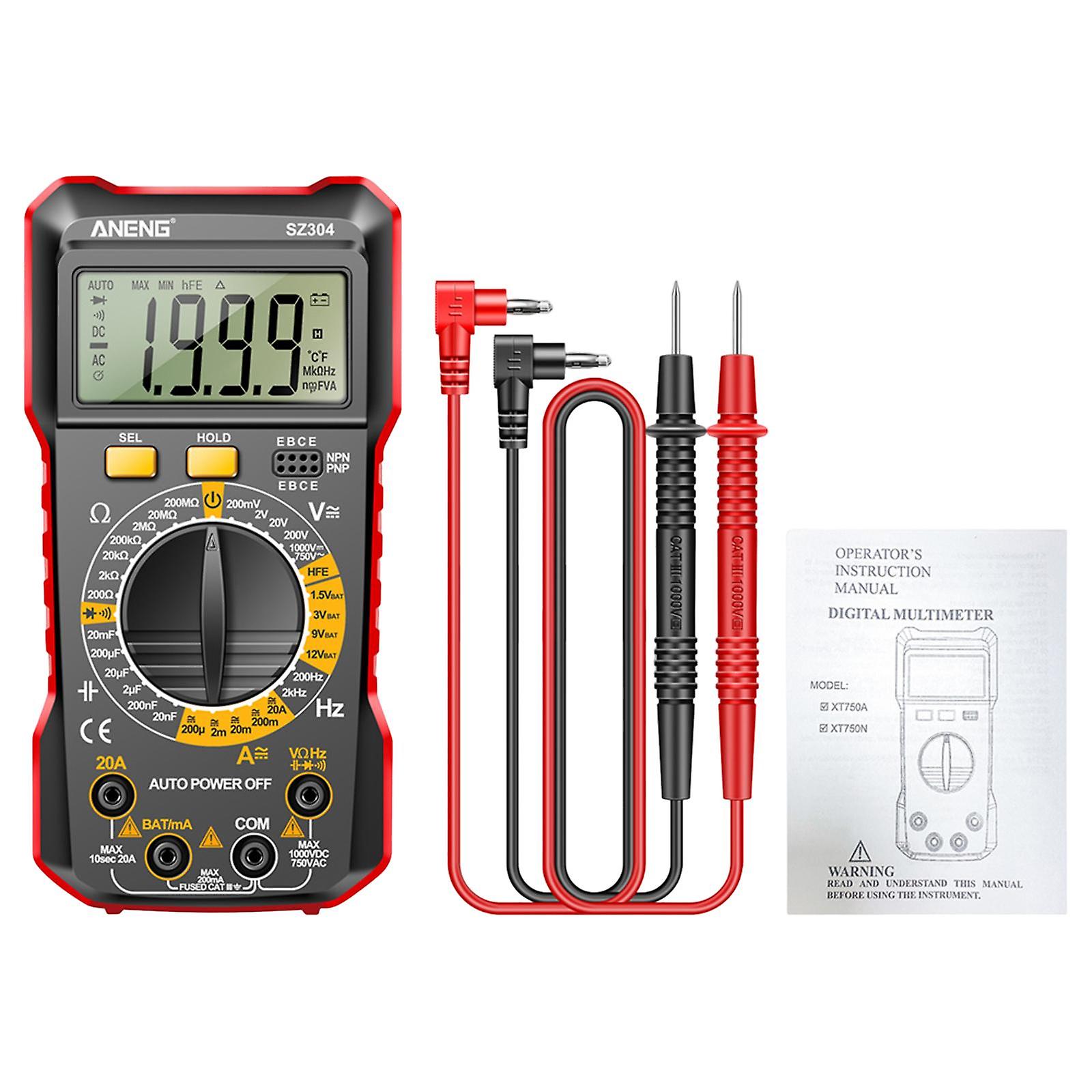 Digital Multimeter True RMS Continuity Capacitance Pocket Voltage Meter Tool Black