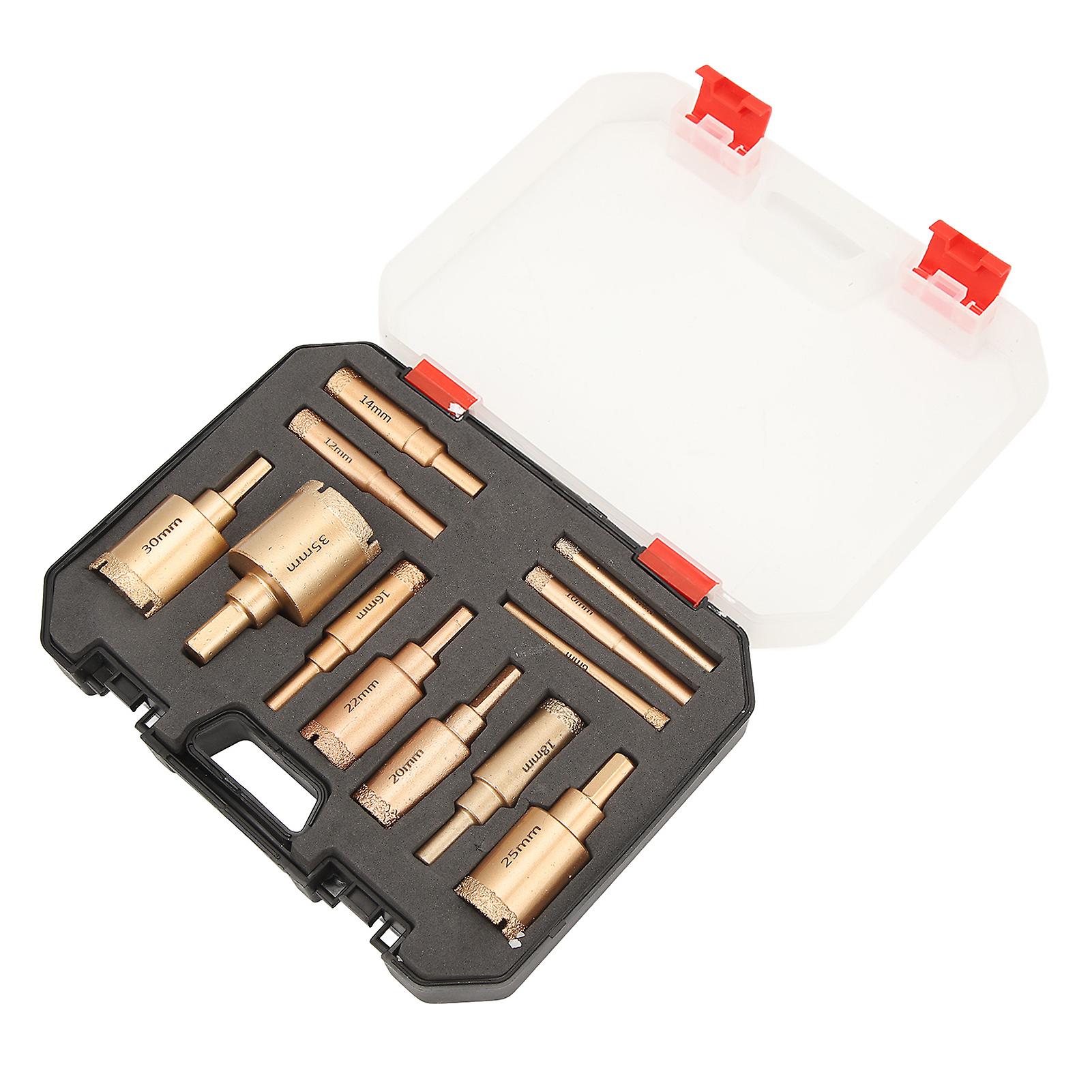 12Pcs Brazed Hole Drill Bit Hole Saw Dry Wet Cut Hole Opener Tool for Granite Marble 