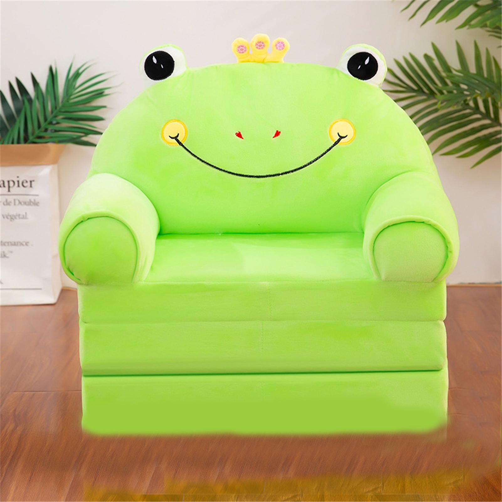Foldable Kids Sofa Plush Soft Frog Couch Bed with Armrests 3 Layers