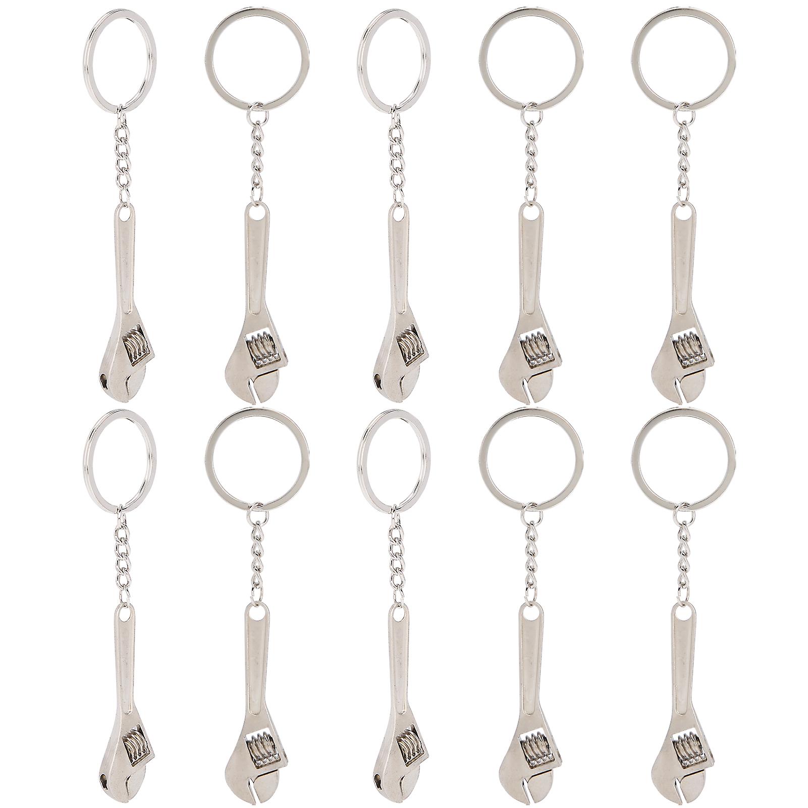 10Pcs Wrench Keychains Creative Bronze Spanner Pendant for Repairing Tools Ornaments