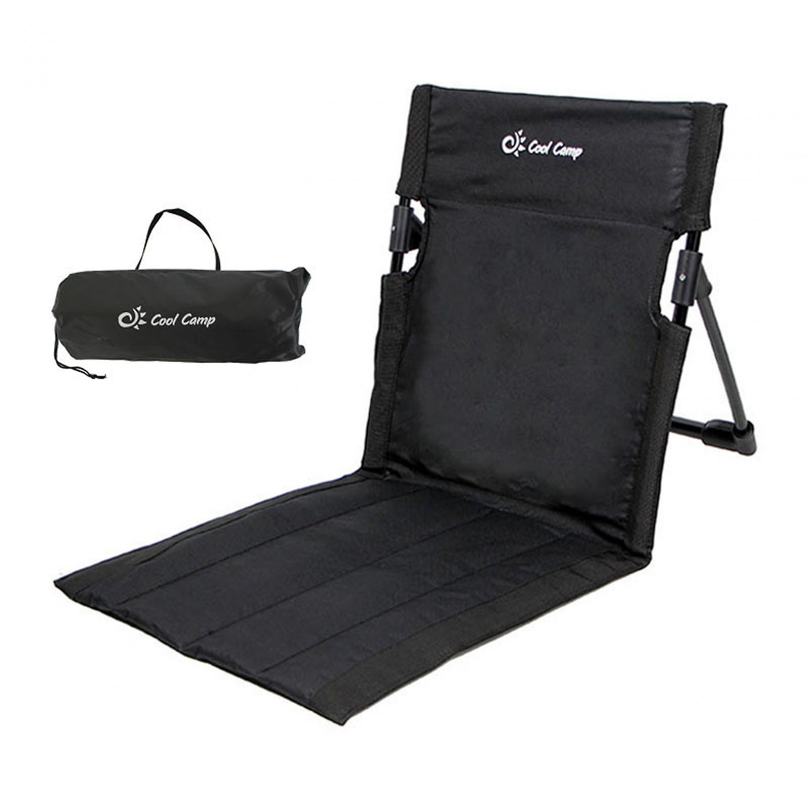 Folding Beach Chair with Back Support for Backpacking Picnic Sporting Events Black
