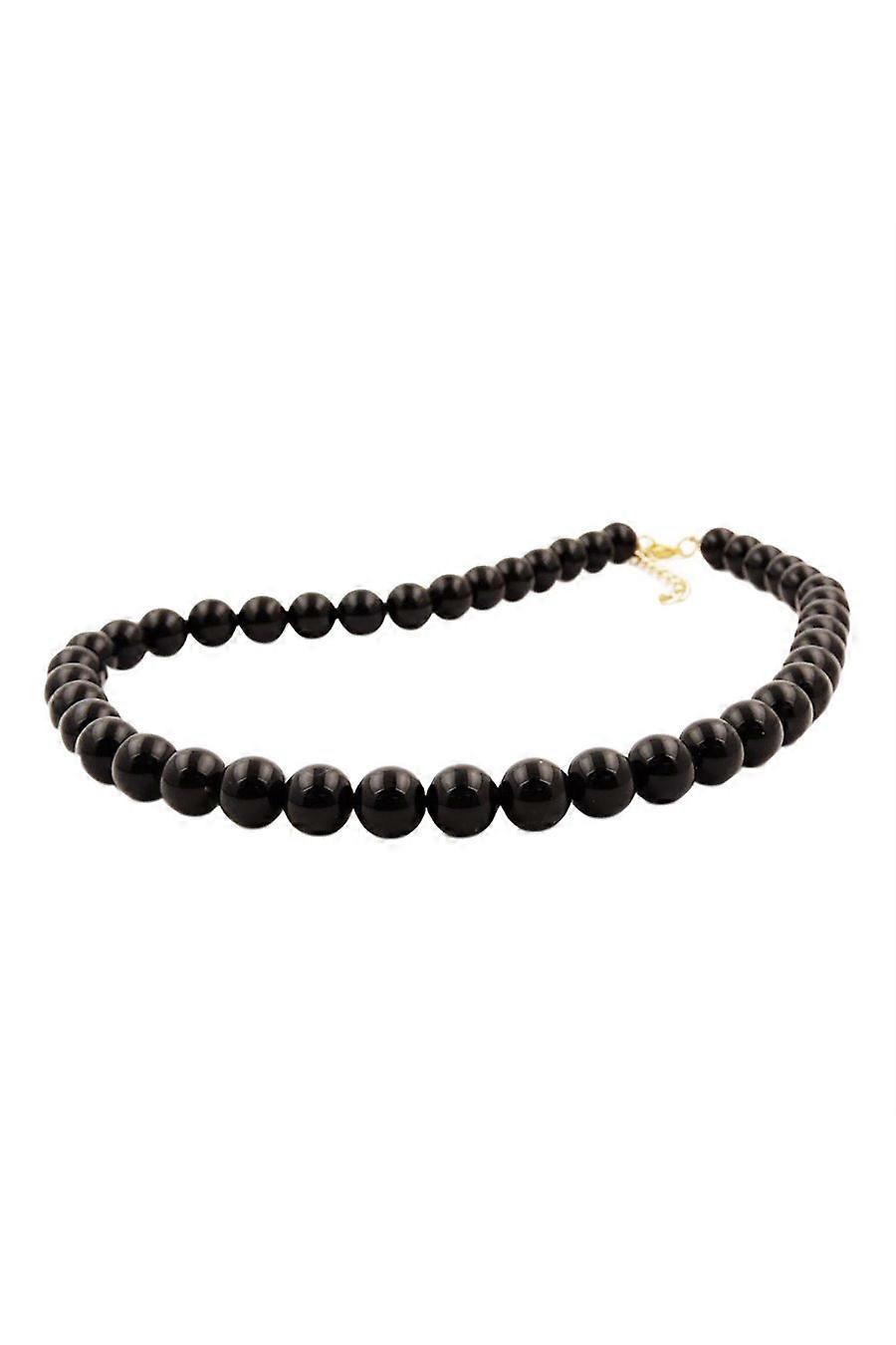 Necklace Beads 10mm Black Shiny 55cm - Gl01501-55