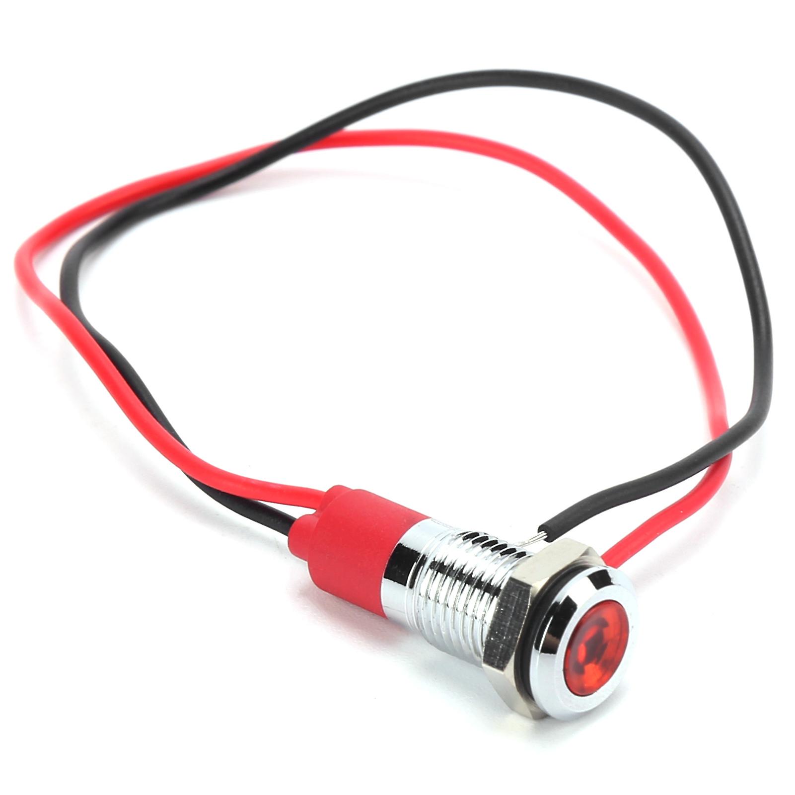 8mm LED Waterproof Indicator Signal Lamp Indicator Light with Wire Cable Red