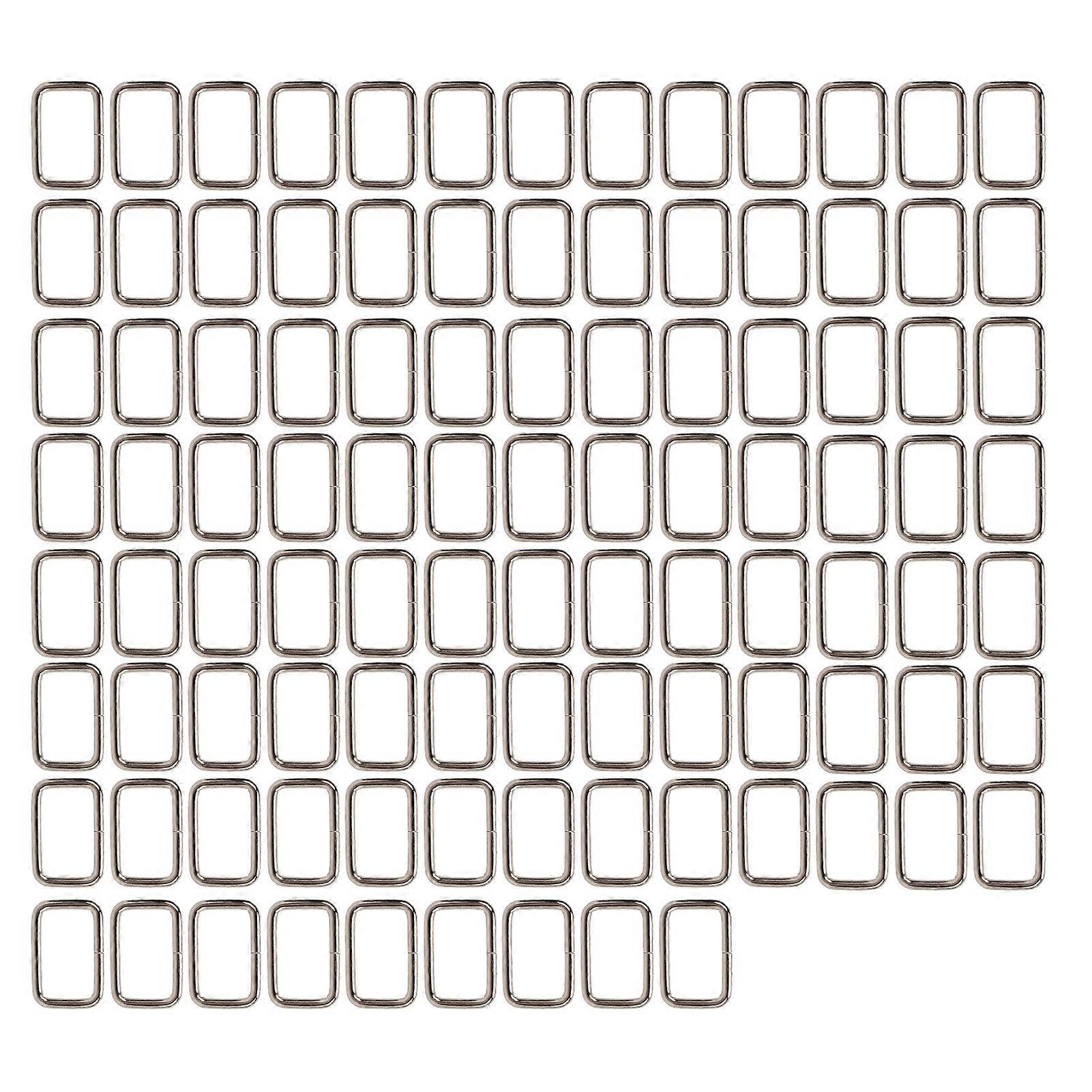 Lot de 100 boucles carrées en métal, anneaux rectangulaires en métal pour sac à main, bricolage, couture, artisanat, argent, 3/8 x 25 x 15 mm