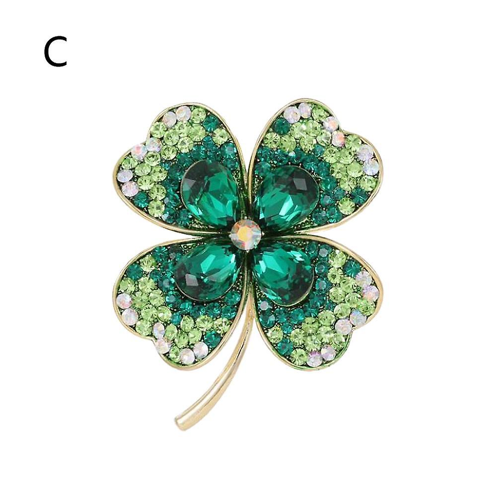 Green (C) $Literary style four-leaf clover brooch high-end female high-end corsage temperament suit pin new accessories gift