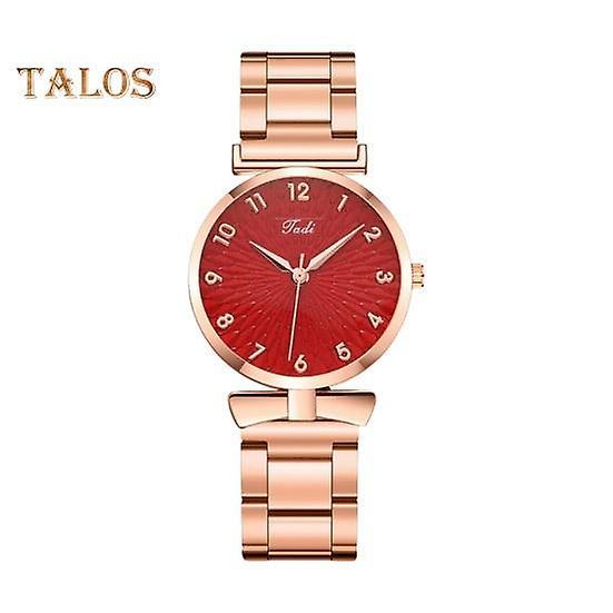 Lady Watch Quartz Movement Round Dial Adjustable Steel Band Bow Decor Flower Texture Time-checking High Accuracy Lady Daily Wristwatch Dating