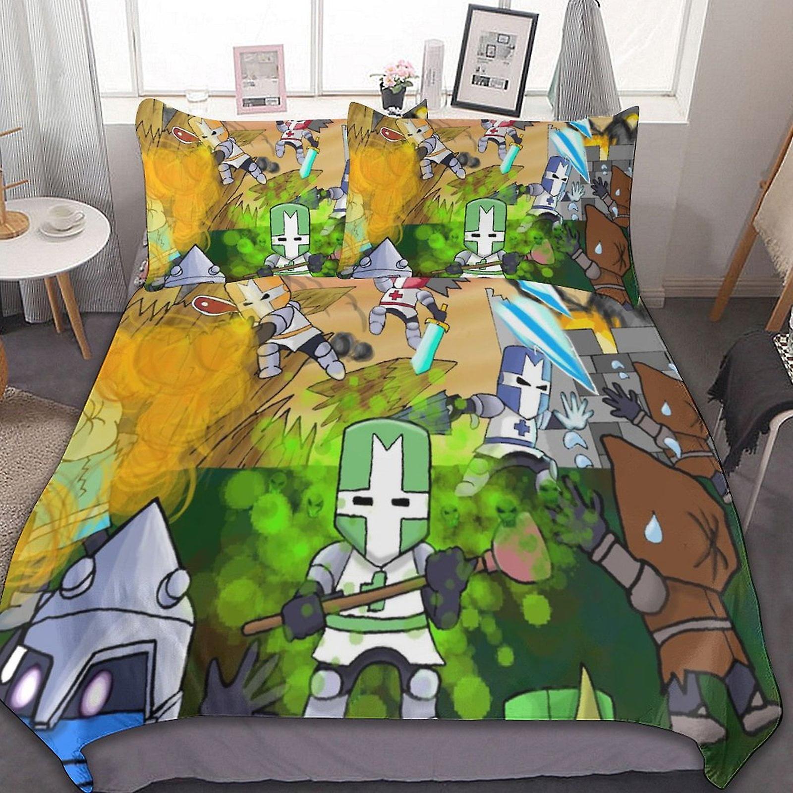 Castle Crashers 3 Pcs Bed Sheets Set Breathable Duvet Cover with 2 Pillow Sham Soft All Seasons Bedding Set