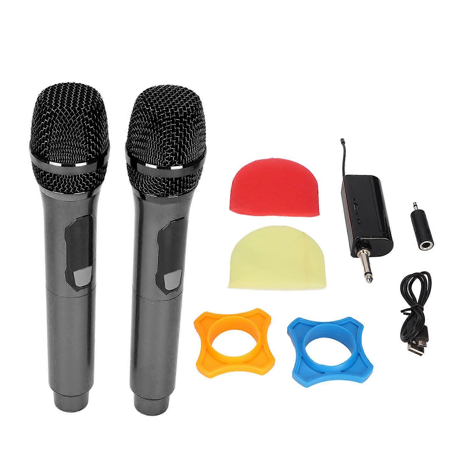 Wireless Microphone 1 For 2 Led Display Handheld Karaoke Wireless Microphone For Outdoor Home Conferenceblack