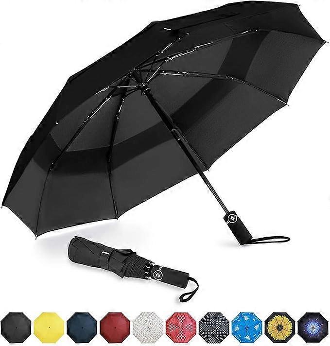 Amazon Brand - Umbrella Compact Travel Umbrellas Strong Durable Windproof Umbrella for Rain Portable Umbrella - Reinforced Canopy, Ergonomic Handle, A
