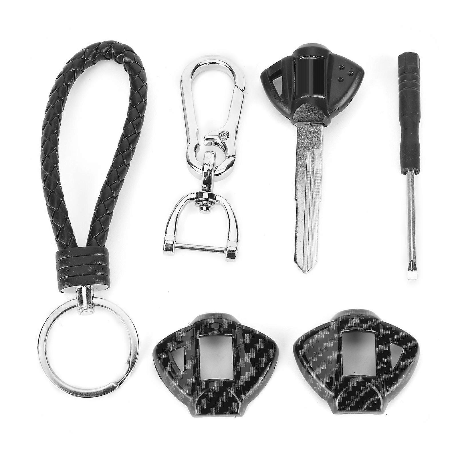 Uncut Motorcycle Ignition Key with Carbon Fiber Style Shell Fit for Suzuki GSXR600/750/1000/1300 E2U511
