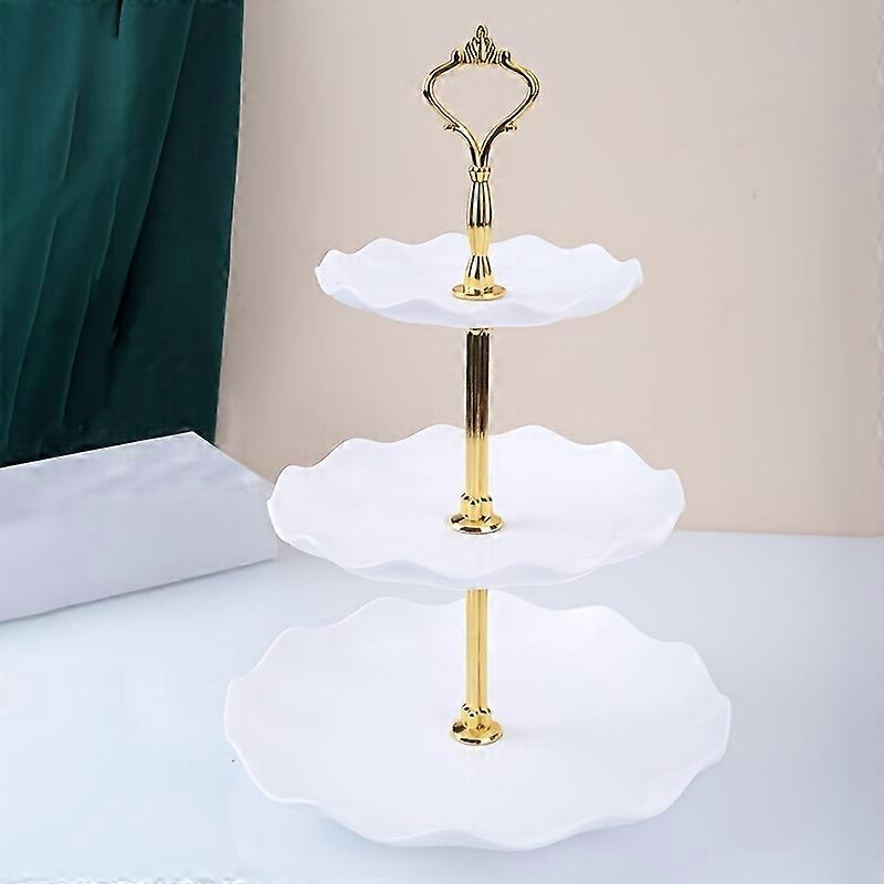 Plastic Cupcake Stand Holder, Fruit Plate, 3 Tier Tray Dessert Stands Tower - Tiered Serving Tray For Wedding | Shower | Tea Party | Birthday