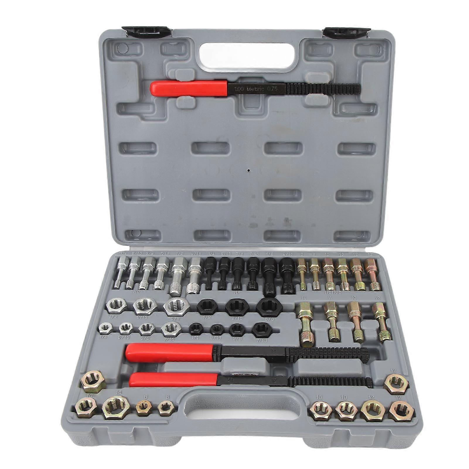 49PCS Thread Repair Thread Chaser Tool Set Metric Bolt Restorer File Nut Rethreader for Auto Mechanics