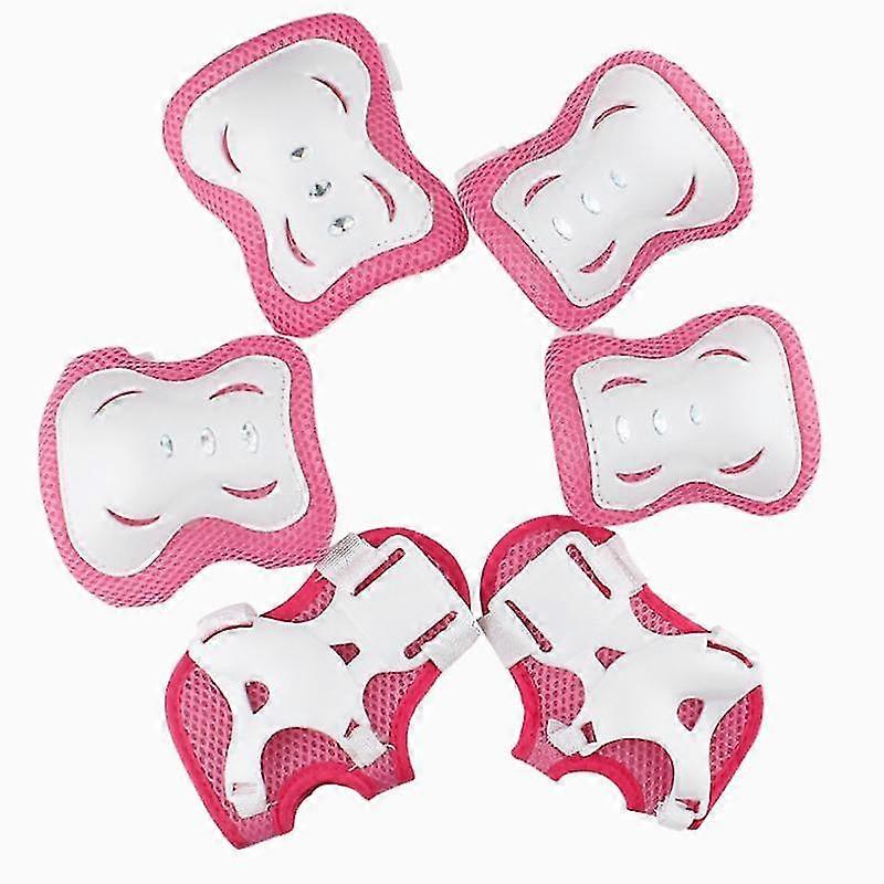 Jianghuoキッズ/ユースニーパッドエルボーリストパッドガードローラースケート用保護具セットサイクリングバイクスケートボードインラインスクーターライディングスポーツ、ピンク/ W
