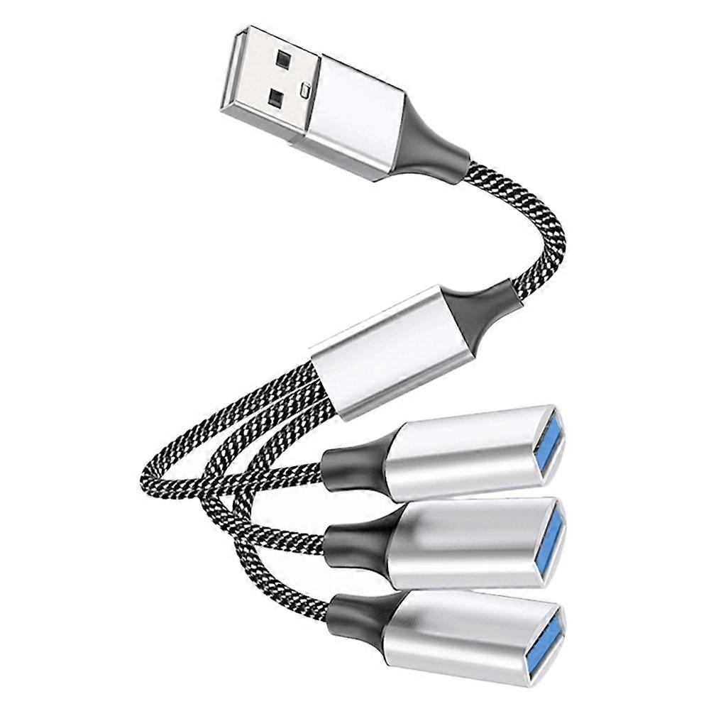 Cabo divisor USB de 1 a 3 portas Portátil 1 macho para 3 fêmeas Divisor de energia USB 3 vias Hub divisor Cabo USB