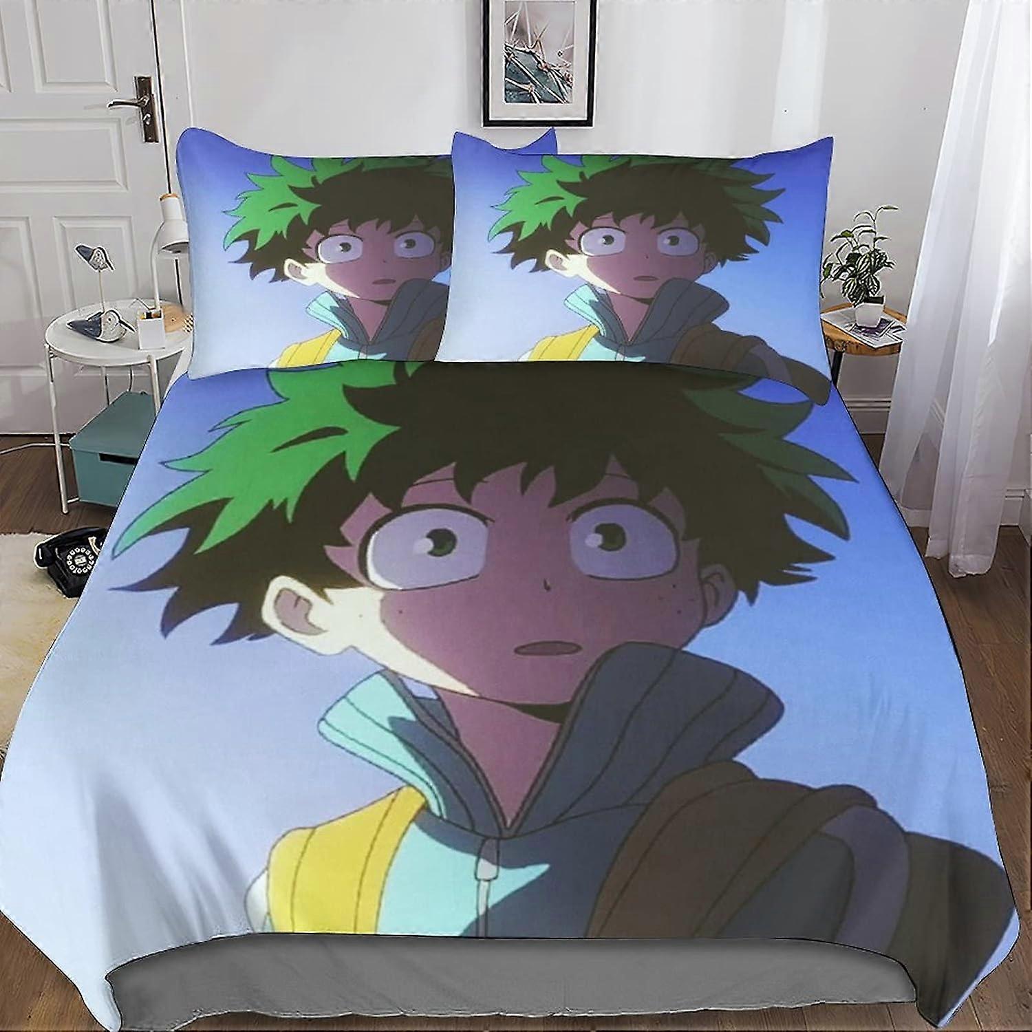 Poszwa na kołdrę My Hero Academy z nadrukiem D, Poszwa na kołdrę z mikrofibry, Zestaw pościeli z mikrofibry My Hero Academia dla dorosłych z zapięciem na zamek błyskawiczny 135*200 CM