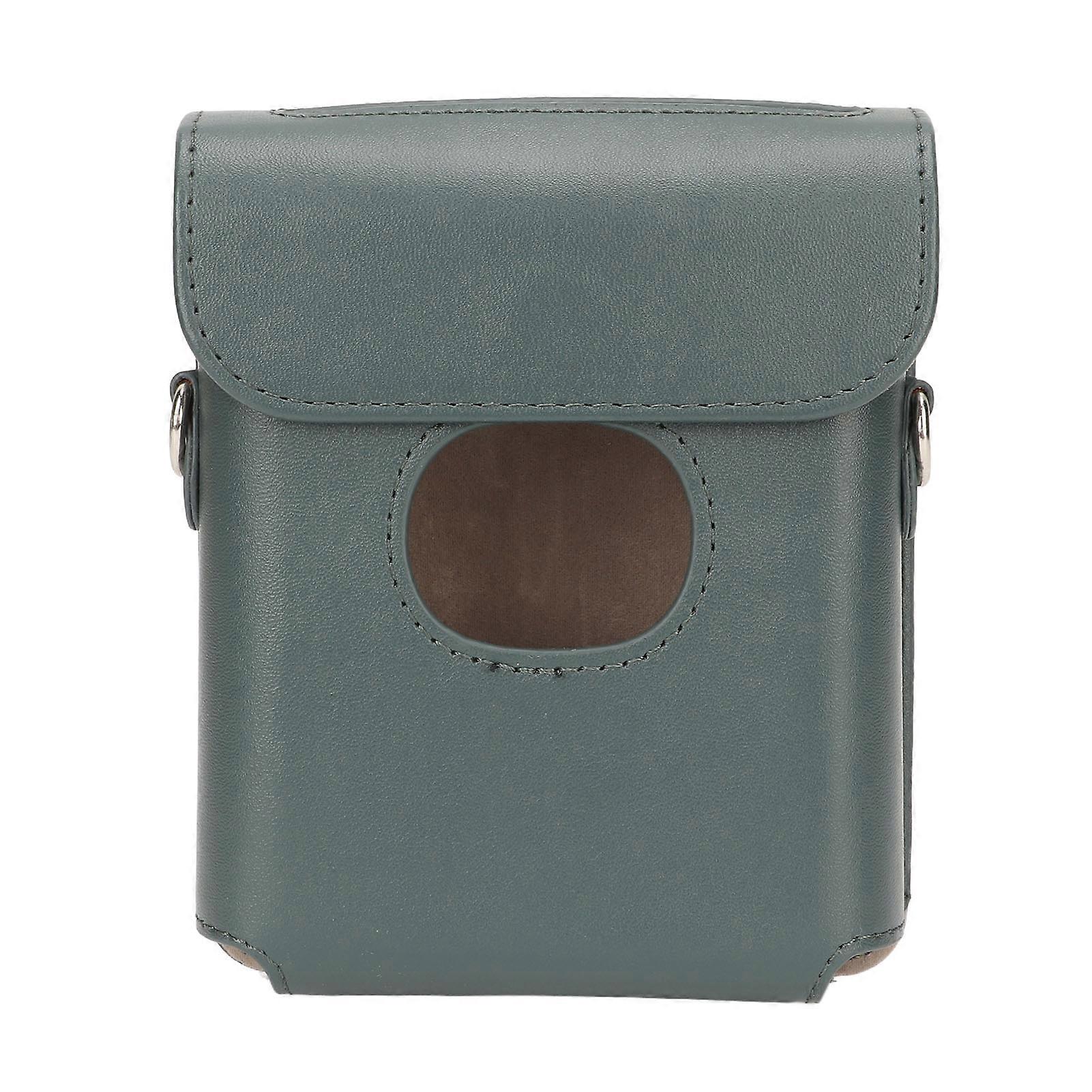 PU Leather Carrying Case Vintage Anti Scratch Camera Bag with Shoulder Strap for FujiFilm Instax Square Link Smartphone Printer Dark Green