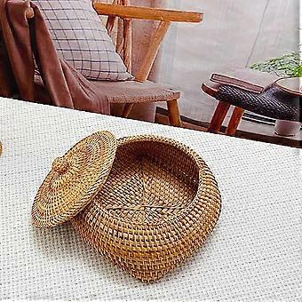 Panier de rangement en osier avec couvercle organisateur de linge bacs