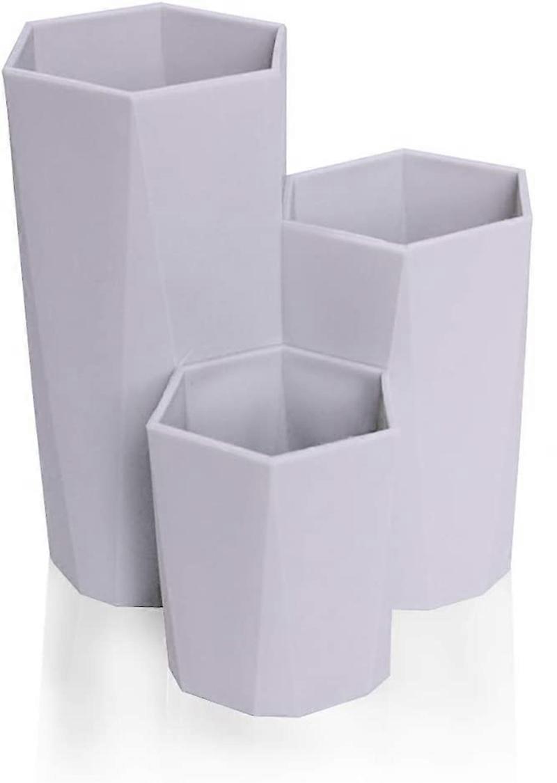 Makeup brush and brush storage container Hexagonal storage pen holder (grey)