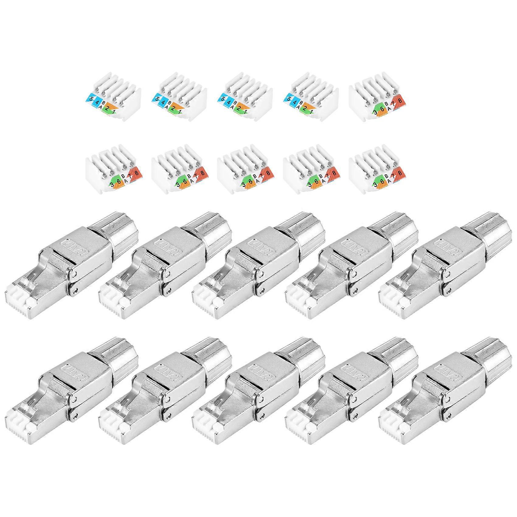RJ45 Cat7 Tool-Free Reusable Shielded Ethernet Termination Plugs, Internet Plug, Fast Field Install
