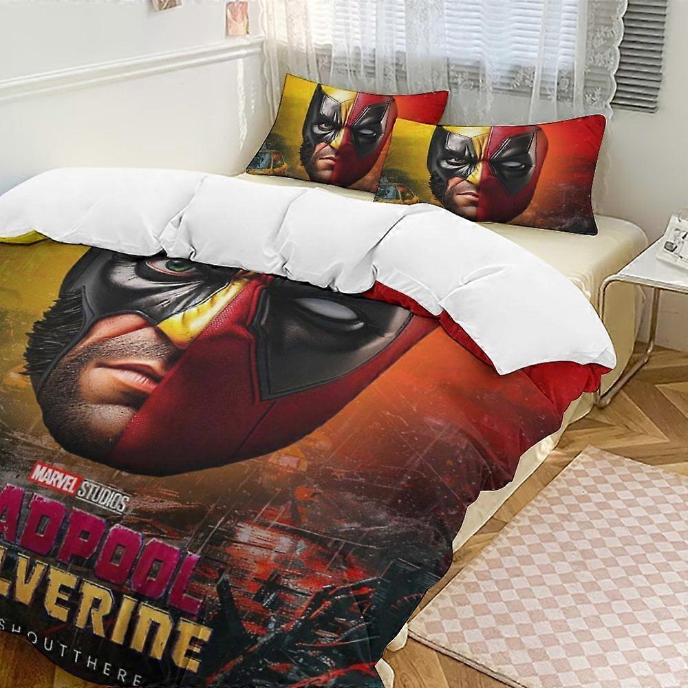 c599 Deadpool & Wolverine Bedding Comforter Sets, 3-Piece Bedding Set Soft Warm Bed Set with 1 Duvet Cover And 2 Pillowcases for Bedroom All Seaso