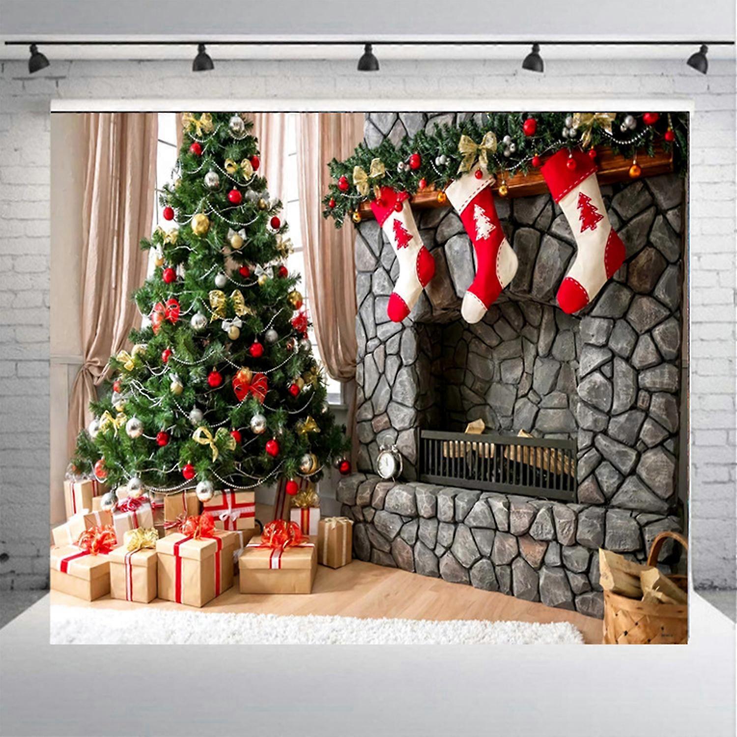 7X5Ft/210X150cm Christmas Day Photography Background Family Photo Backdrops Multi-Types Christmas Background Cloth