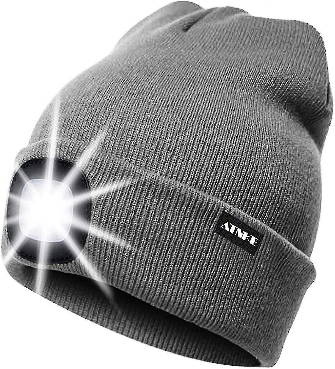 Lighted Beanie Cap Rechargeable Running Hat Ultra Bright 4 Led Waterproof Headlamp