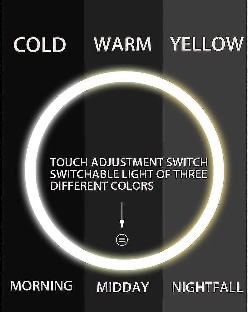 Led Lighted Makeup Mirror With 3 Color Lighting Dimmable Touch Screen Ewelry Storage Desktop Lighting Mirror Bedroom Mirror 360 Adjustment (white)