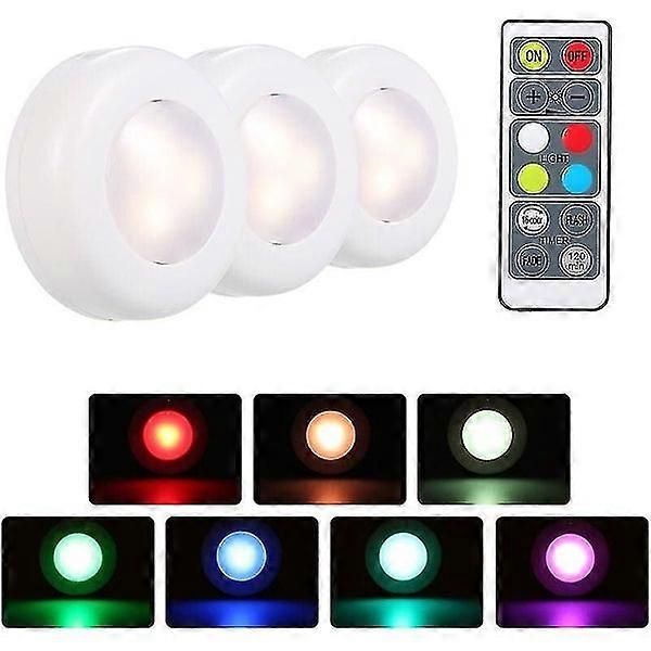 RGB LED Under Cabinet Lights with Remote Control, Adjustable Brightness, 16 Colors, Easy Installation, 3 or 6 Pack Options