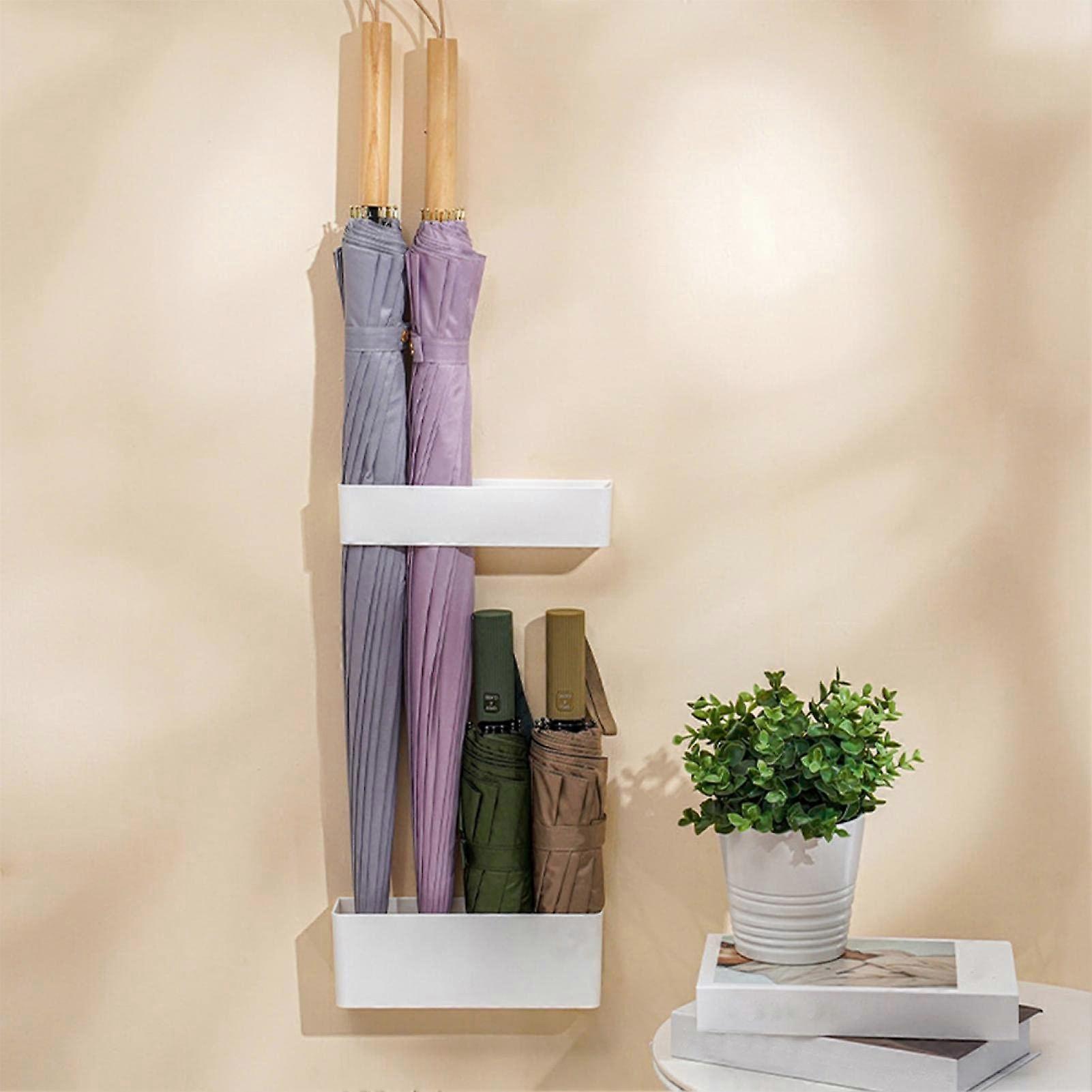 2Pcs Stand Holder No Drill Rustproof, Wall Mounted Umbrella Holder Rack, Umbrella Holder Space Saving Organizer Long