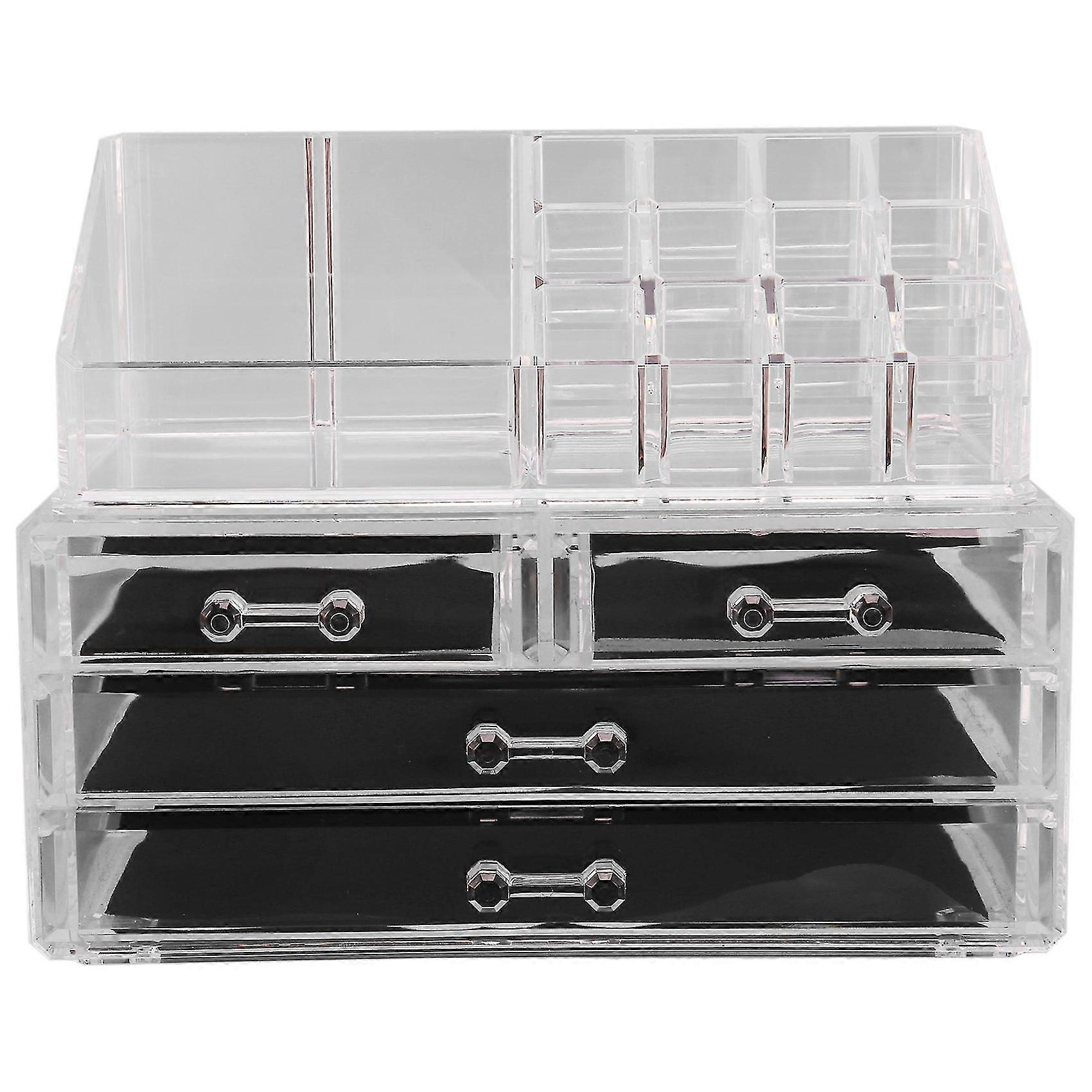 Jewelry And Makeup Organizer For Vanity-clear Cosmetic Storage Container Display,2pcs Set Stackable