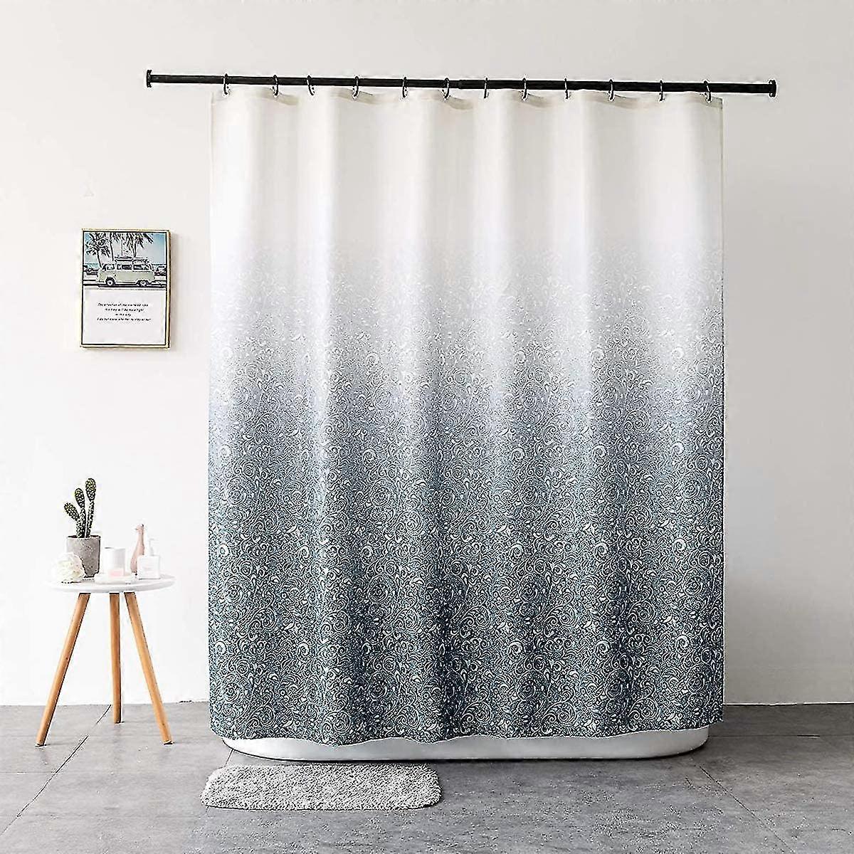 Shower Curtain Polyester Fabric Machine Washable With 12 Hooks 72x72 Inch (gradient Blue)