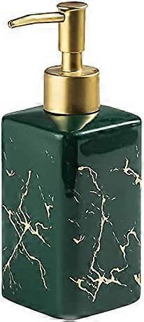 Marble Soap Dispenser, with Gold Pump (Dark Green)