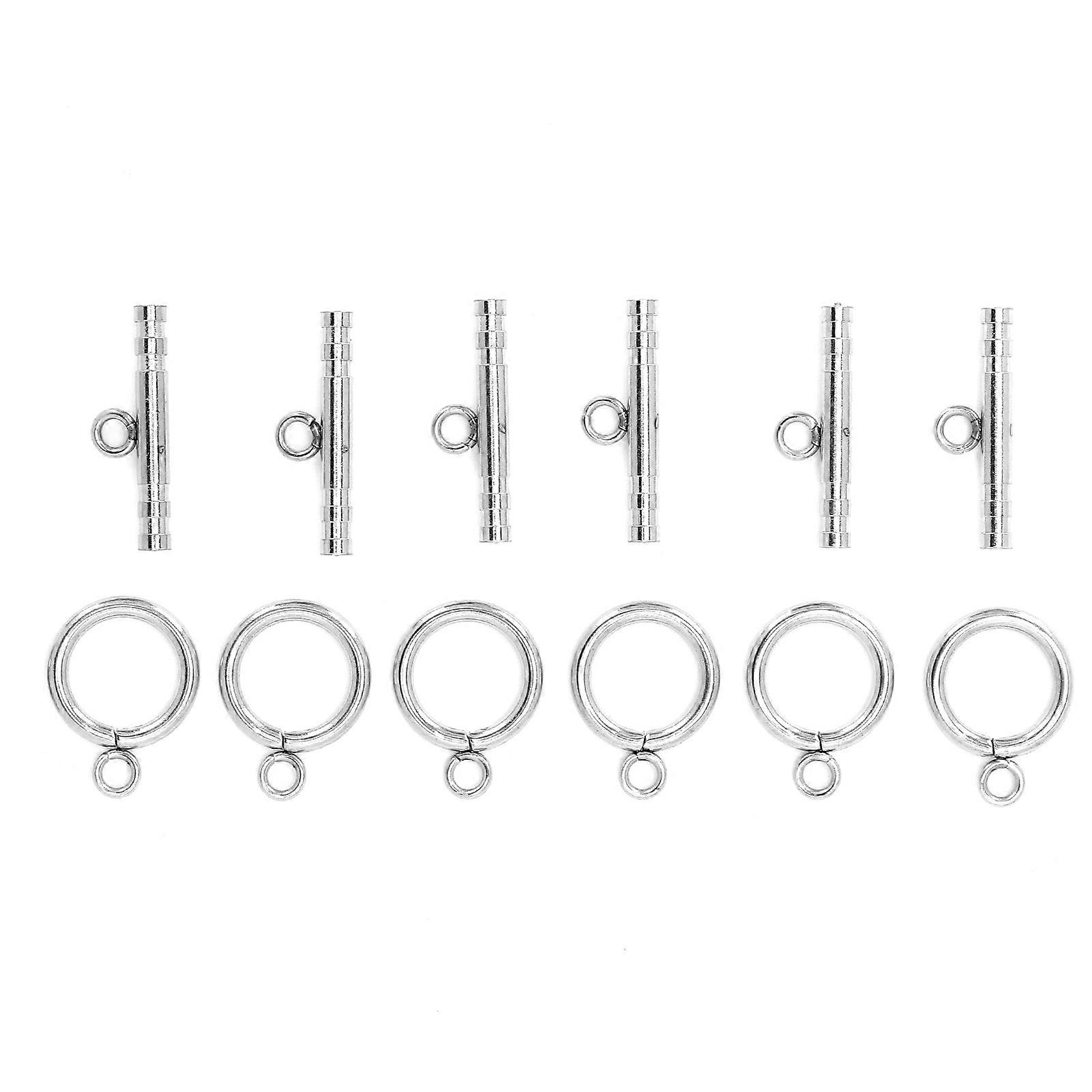 Stainless Steel Round Toggle Clasps T-Bar Clasps for Necklace Jewelry Making Steel Color