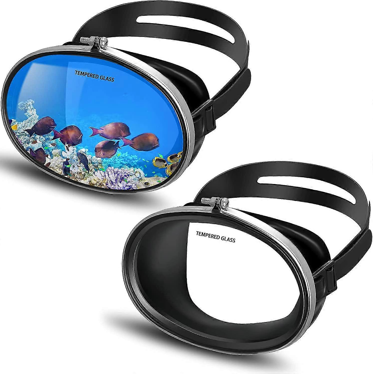 2 Pcs Forme ovale Masque de plongée sous-marine Masque d’apnée classique Masque Rétro Ovale Anti Buée Verre trempé Lentille en acier inoxydable Silicone Lunettes de plongée