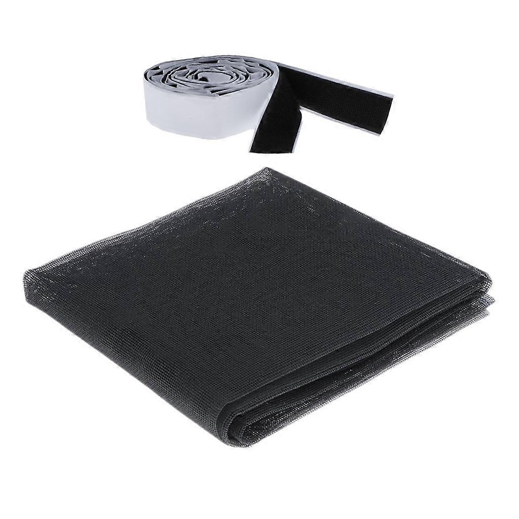 DIY Wire Window Screen Magnetic Snap Fly Insect   Net Black_150x130cm