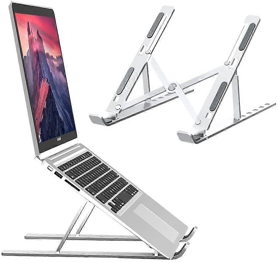 Laptop Stand,Height Adjustable Heat Dissipation Desktop Stand,Foldable Anti-Slip Computer Holder Silve
