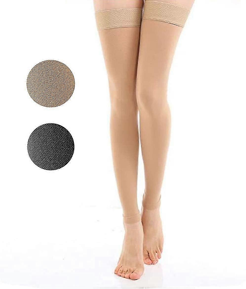الفخذ عالية ضغط جوارب بلا قدم، 20-30mmhg ضغط الجواربx-large20-30mmhg أسود بلا قدم