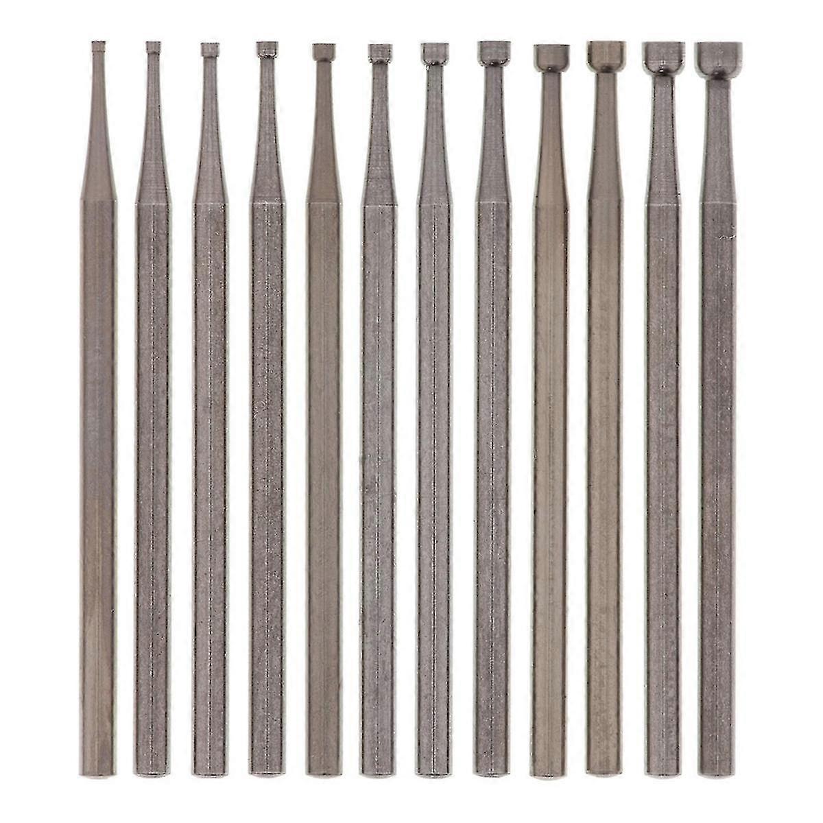 12 stuks Ronde Cup Burr Set, 3/32inch Shank Wire Rounder Bits Sieraden Carving Bits (0,8-3,0 mm)