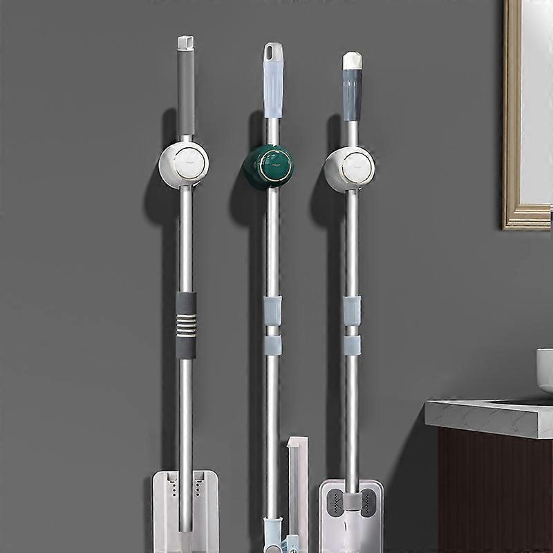 Multifunctional wall-mounted mop holder free punching 2 packs