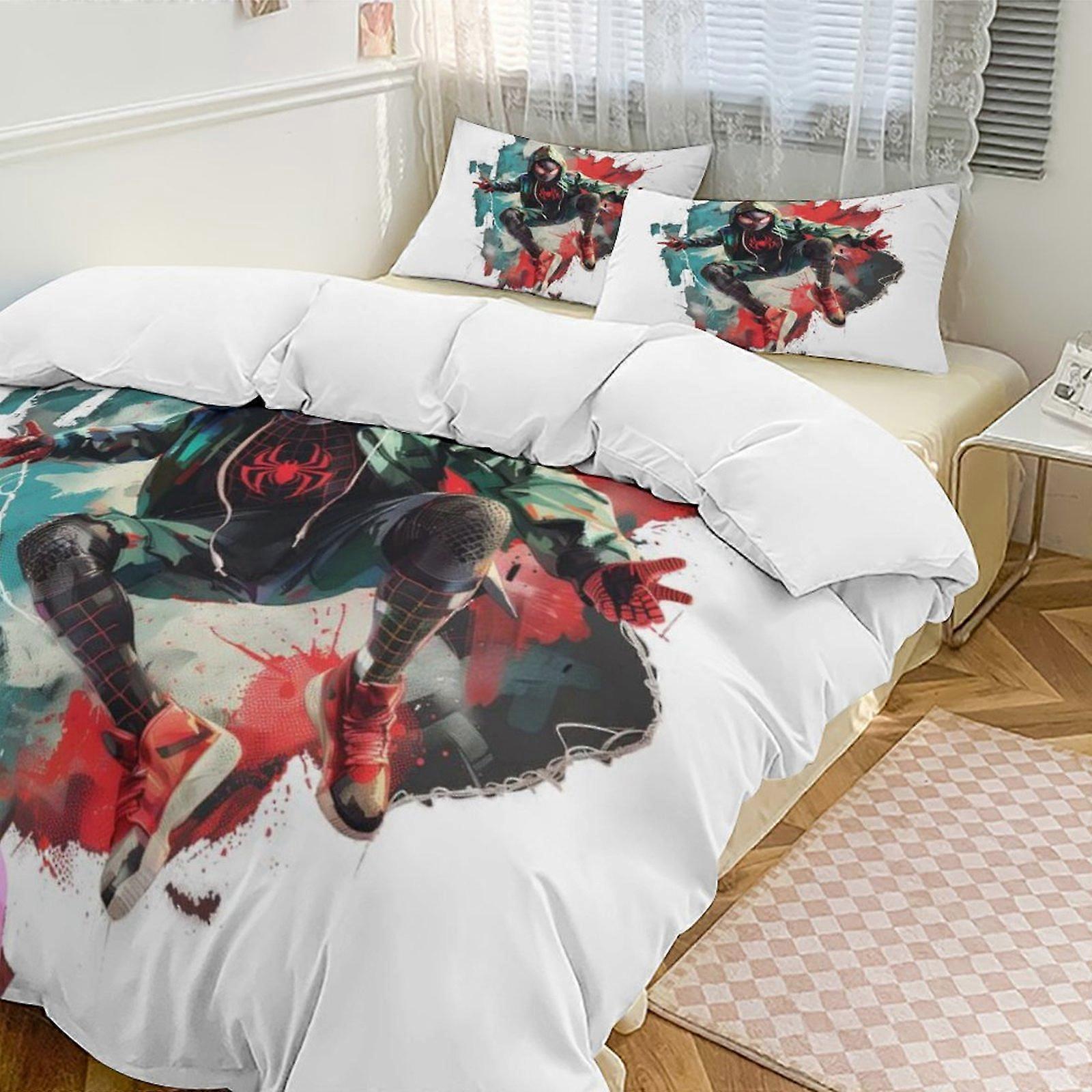 Vuodevaatteet HL521 Miles Morales Down pussilakana mikrokuituliina, 1 untuvapussilakana ja 2 tyynyliinaa XN521