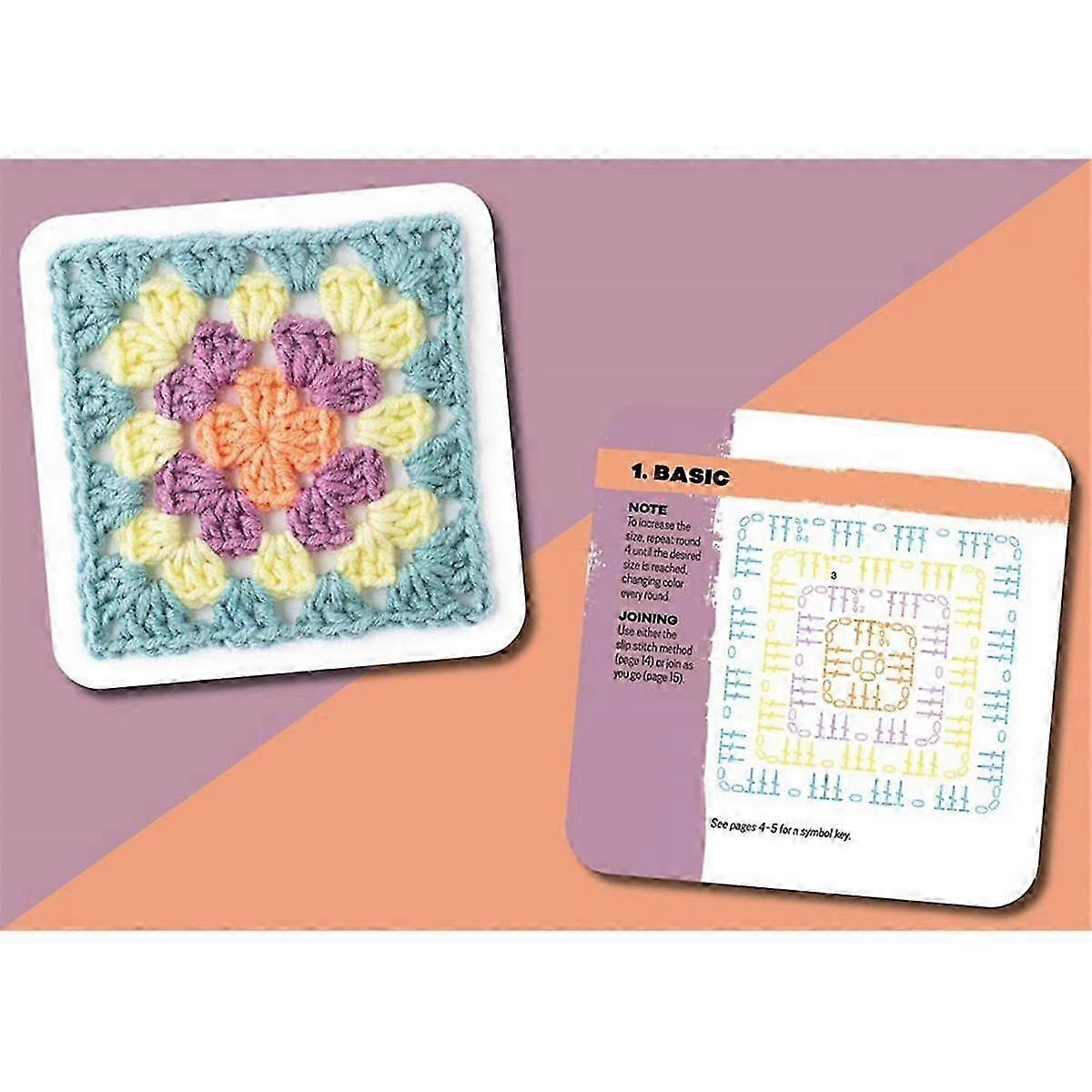 50PCS Mix & Matchs Design the Granny Square Card Decks,Knitting Kit for Adults