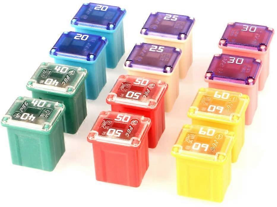 Formed 12pcs Low Profile Jcase Block Fuse Auto Fuse For Trucks Cars And Suvs(20a/25a/30a/40a/50a/60a,2pcs Each)