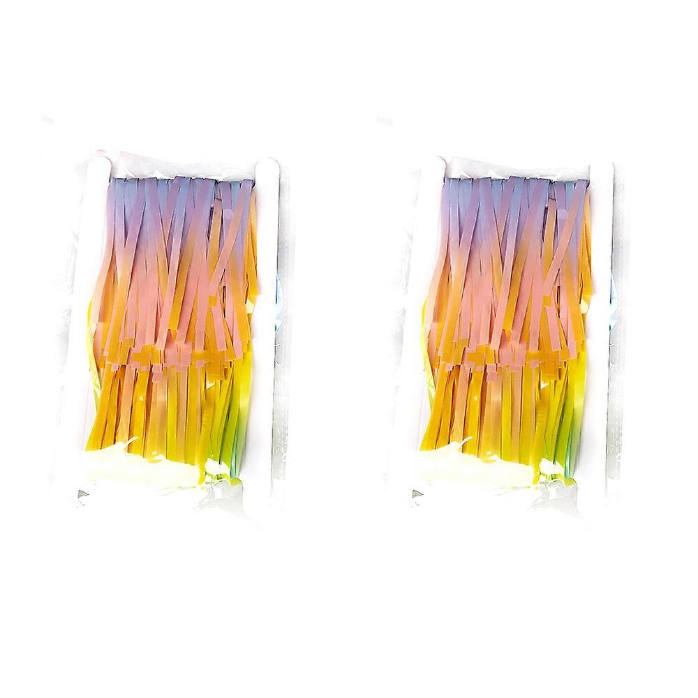 Matte Colorful Foil Tassels Curtains - 2 Pcs 1x2m Glitter Metallic Curtains Party Photo Booth Decor