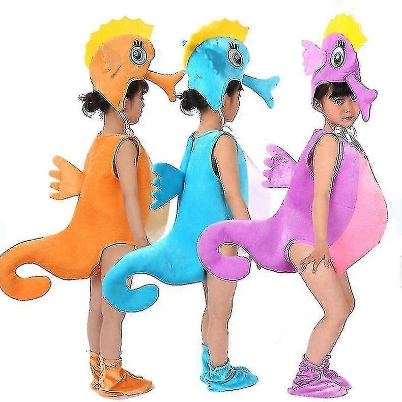 ילדים ילד פול כתום סגול היפוקמפוס סוסון ים סוס ים תחפושות קוספליי עבור ליל כל הקדושים מסיבה סרבלים לבעלי חיים בגדים סופר באיכות גבוהה SHZNV