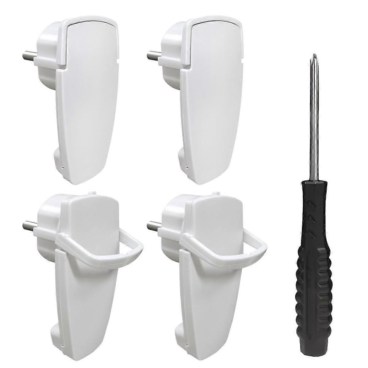 4Pcs Schuko Angled Plug,Flat Plug 250V, Power Plug with Folding Handle, Protective Contact Plug wit