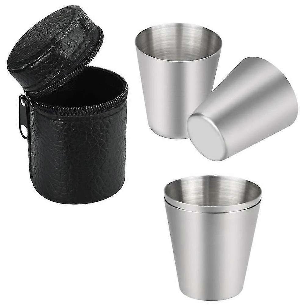 屋外のための革のケースが付いているステンレス鋼の小さいカップ